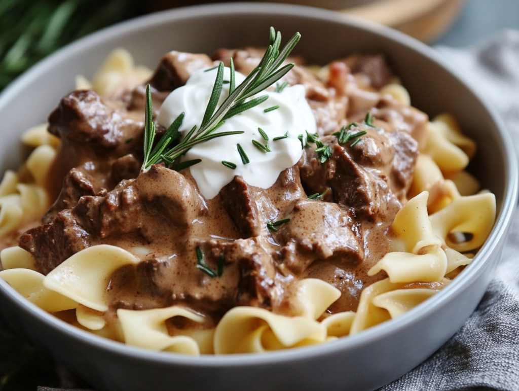 Easy Beef Stroganoff Slow Cooker Recipe with Rosemary