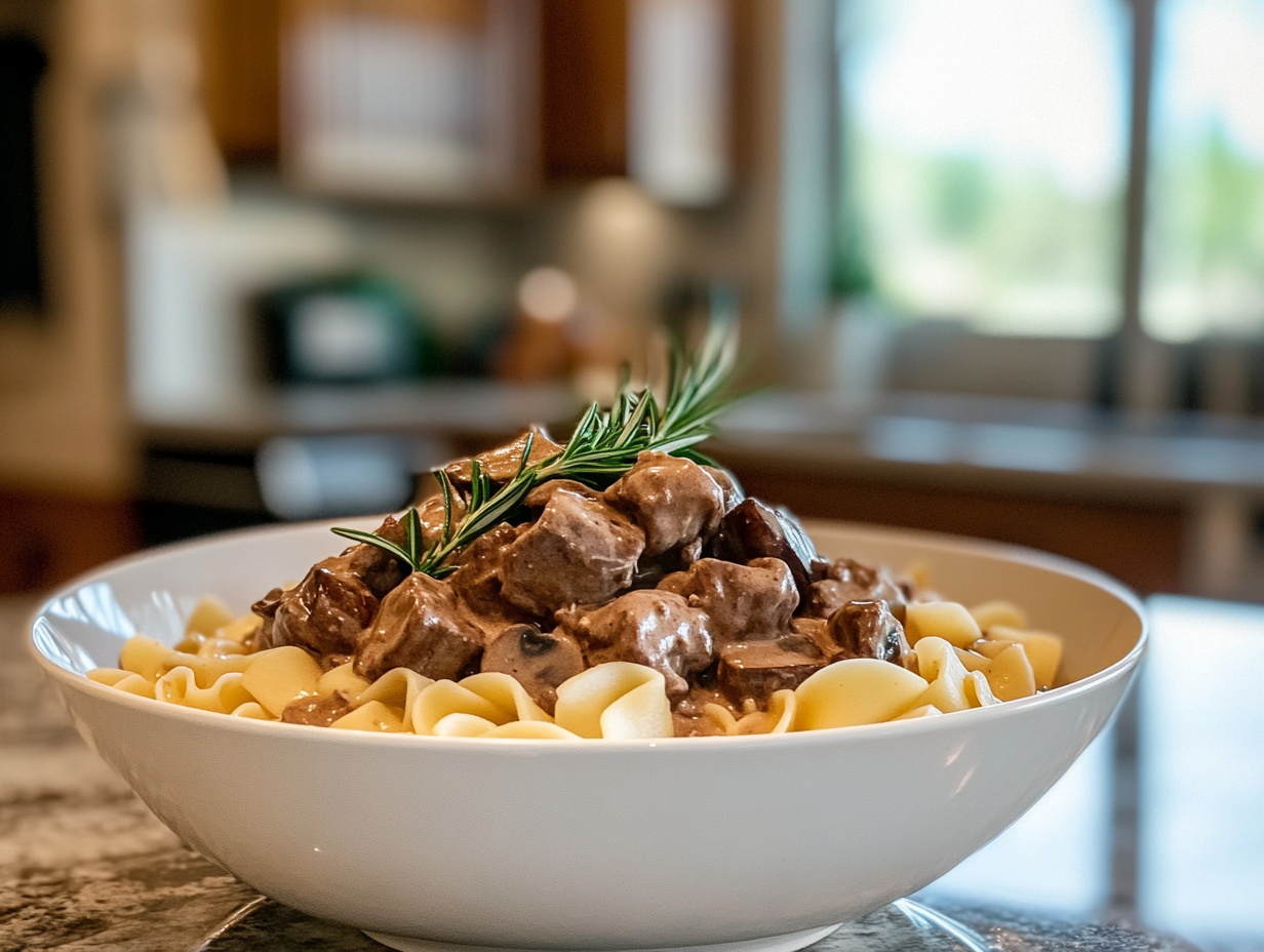 Easy Beef Stroganoff Slow Cooker Recipe with Rosemary