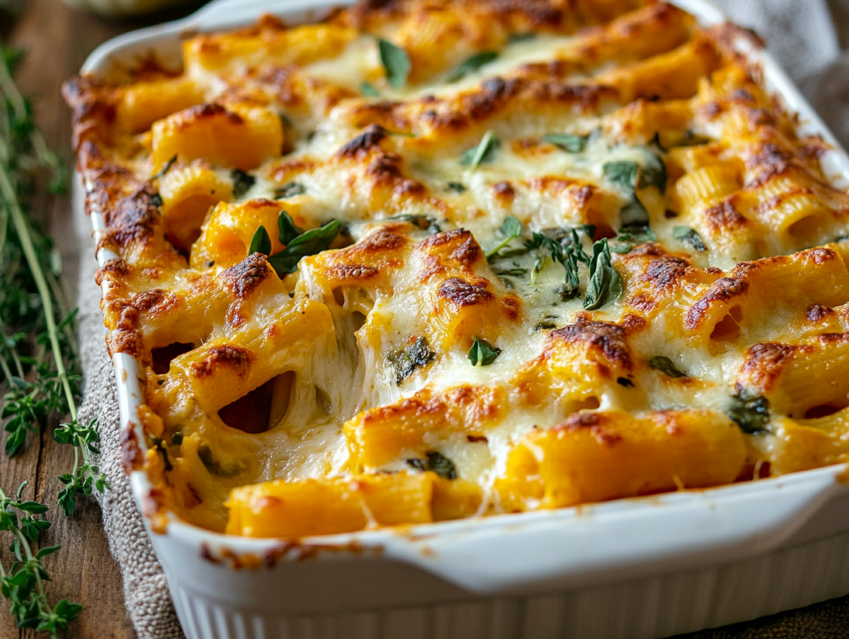 Winter Squash and Spinach Pasta Bake
