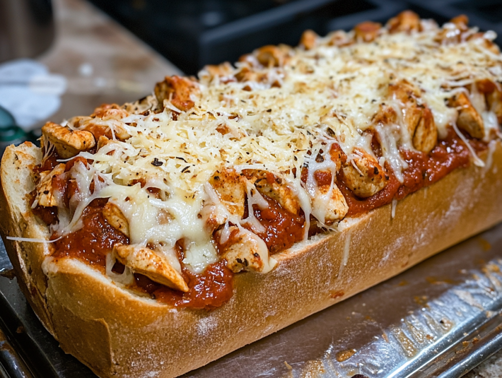 Chicken Parmesan Stuffed Garlic Bread 