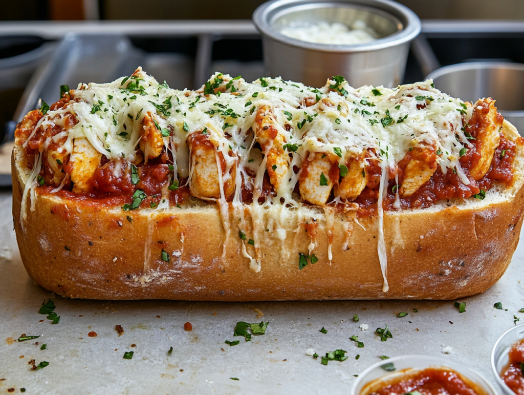 Chicken Parmesan Stuffed Garlic Bread 