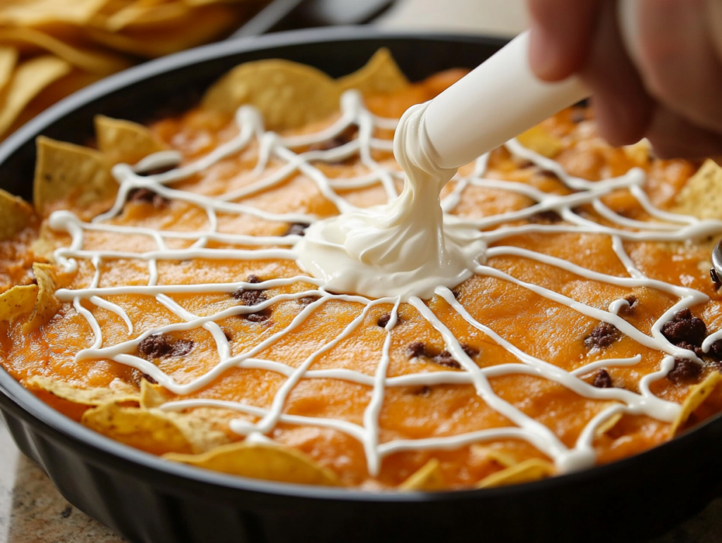 Spiderweb Taco Dip with Bat Tortilla Chips