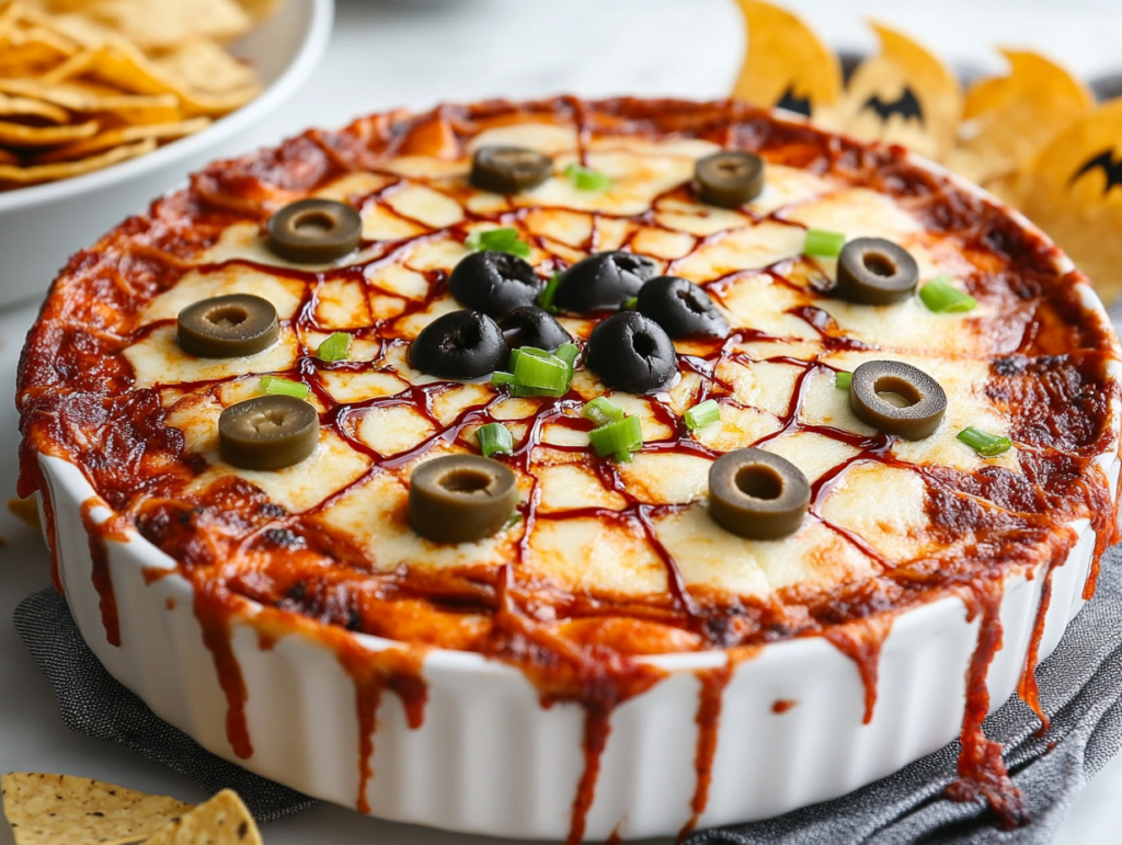 Spiderweb Taco Dip with Bat Tortilla Chips